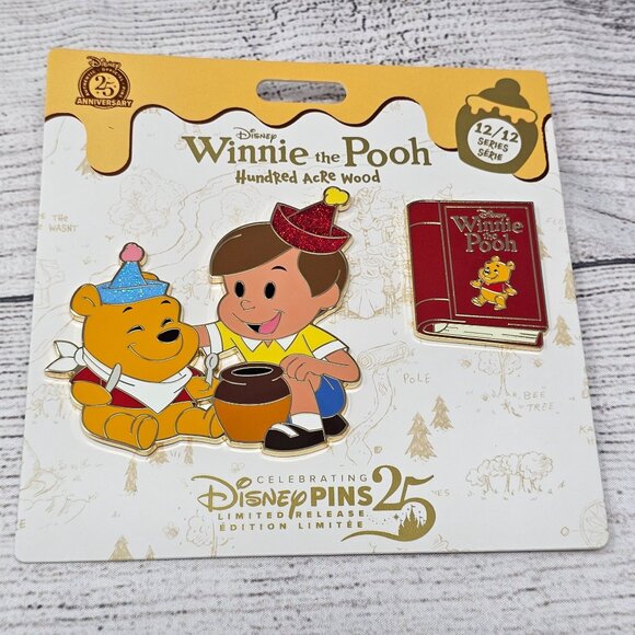 NEW! WINNIE THE POOH CHRISTOPHER ROBIN HUNDRED ACRE WOOD DECEMBER PIN OF MONTH 1 - Picture 1 of 3